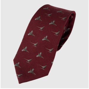 Pheasant Silk Tie Burgundy