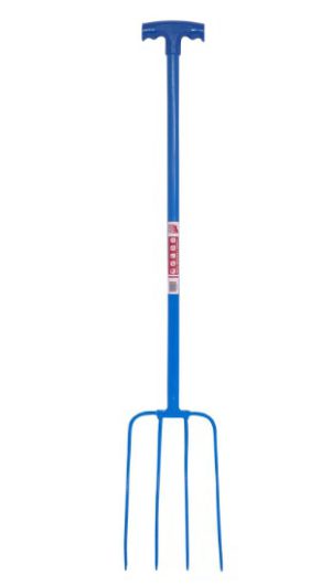 RED GORILLA 4 PRONG MANURE FORK T-HANDLE BLUE