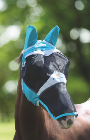 FlyGuard Pro Fine Mesh Fly Mask with Ears & Nose Teal PONY